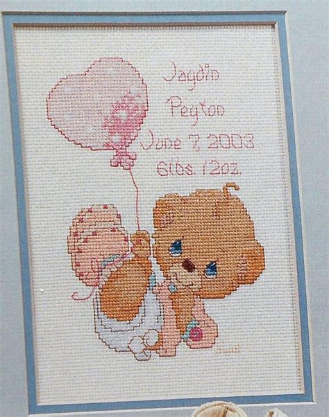 cross stitch birth announcement|cross stitch baby announcement girl.